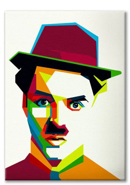 Charlie Chaplin in Pop Art: Un'Icona del Cinema Immortalata sulla Tela Canvas da Signorbit