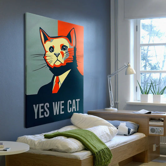 Yes We Cat: La Motivazione Diventa Arte Parodica sulla Tela Canvas by Signorbit