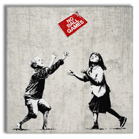 BANKSY - NO BALL GAMES - Quadro Canvas su telaio in legno - PlastiWood (14552697)