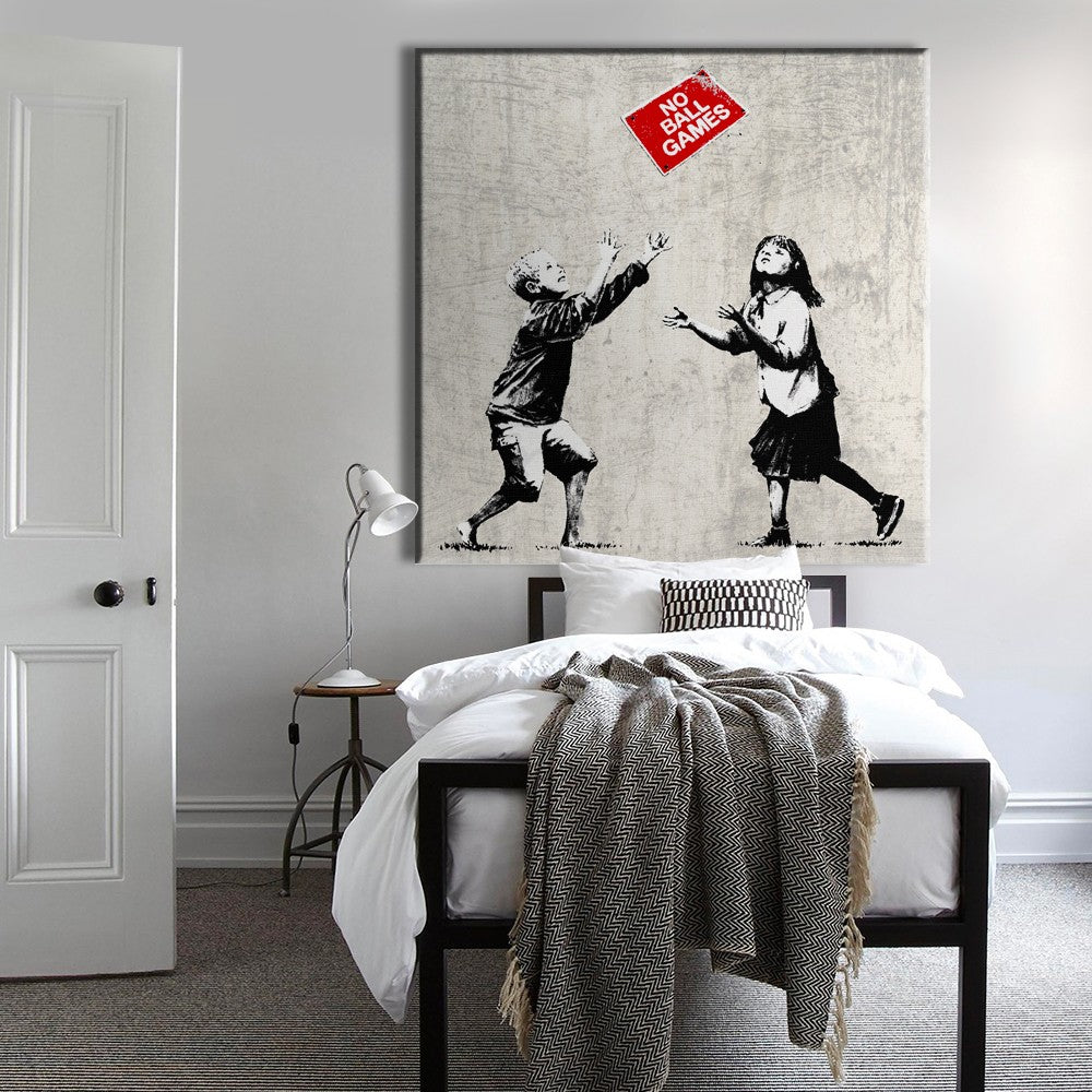 BANKSY - NO BALL GAMES - Quadro Canvas su telaio in legno - PlastiWood (14552701)