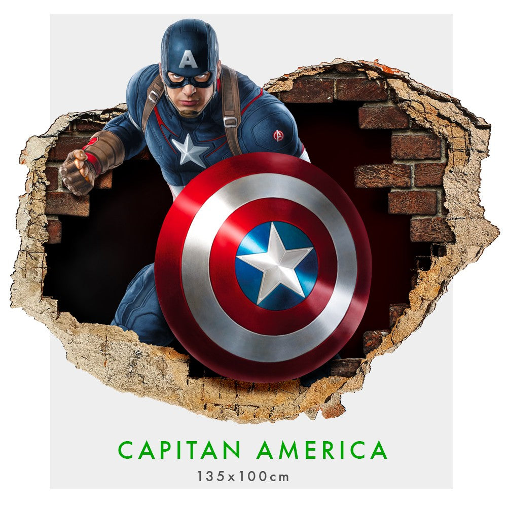 Capitan America - Adesivi murali parete 3D wall sticker cameretta bimbi - PlastiWood (14553225)