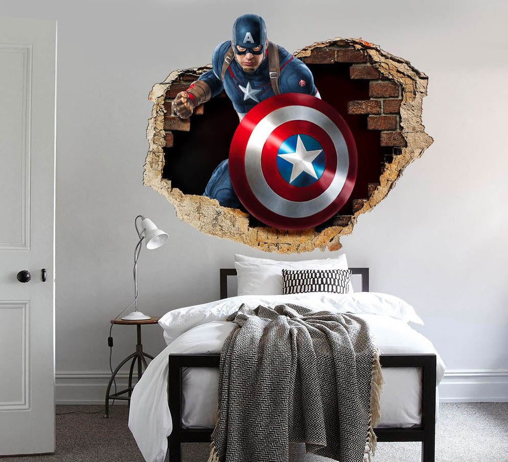 Capitan America - Adesivi murali parete 3D wall sticker cameretta bimbi - PlastiWood (14553226)