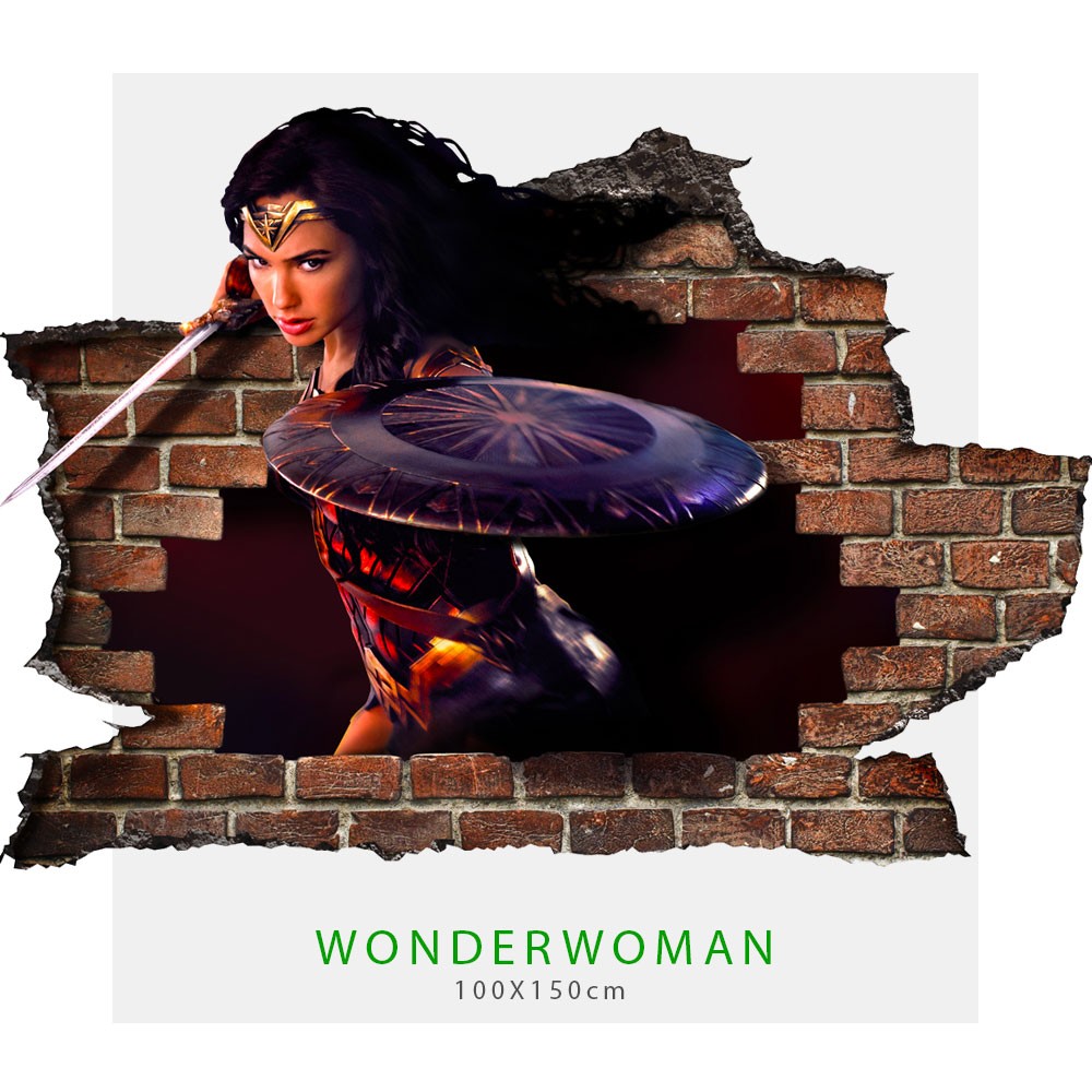 Adesivo parete murale effetto 3D Wonder Woman wall stickers - PlastiWood (14552117)