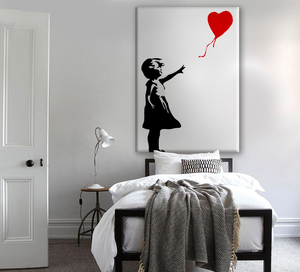 Banksy - Girl with Balloon - Quadro Canvas su telaio in legno - PlastiWood (14552686)