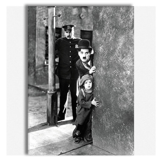 Charlie Chaplin & The Kid - stampa su tela in alta definizione con telaio in legno - PlastiWood (14553350)