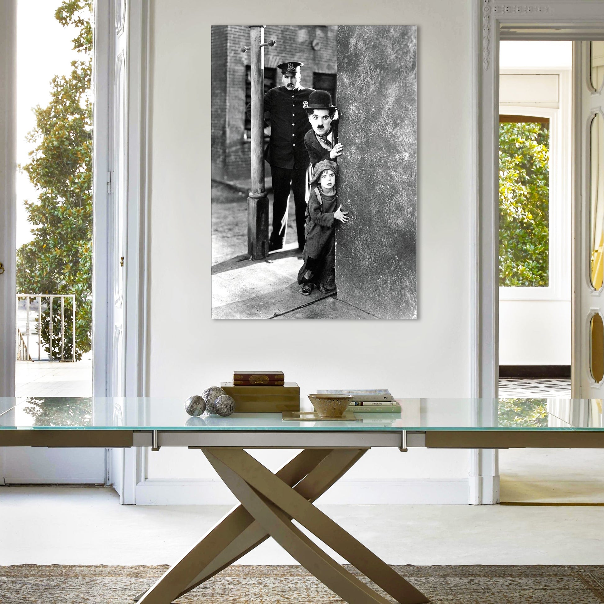 Charlie Chaplin & The Kid - stampa su tela in alta definizione con telaio in legno - PlastiWood (14553353)