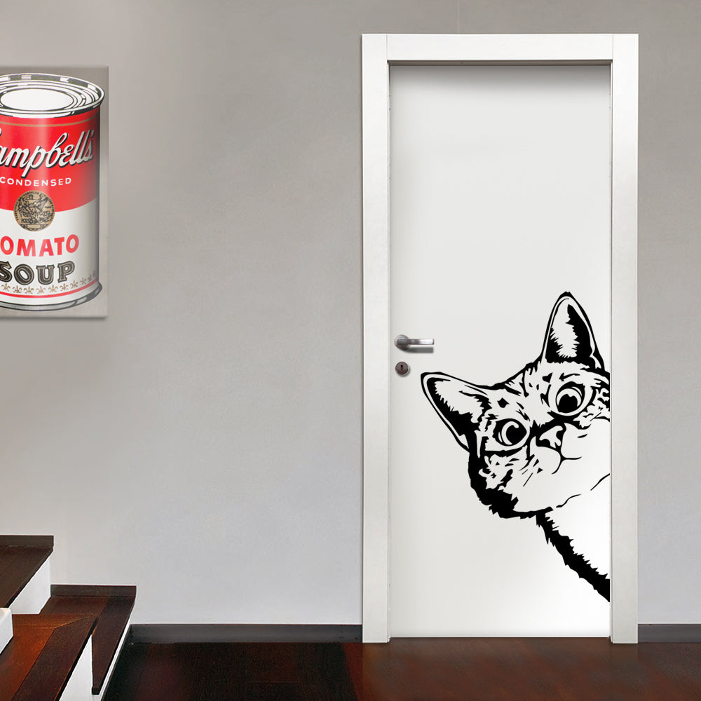 GATTO CURIOSO - Adesivo murale wall sticker in vinile 55x90 cm - PlastiWood (14554750)