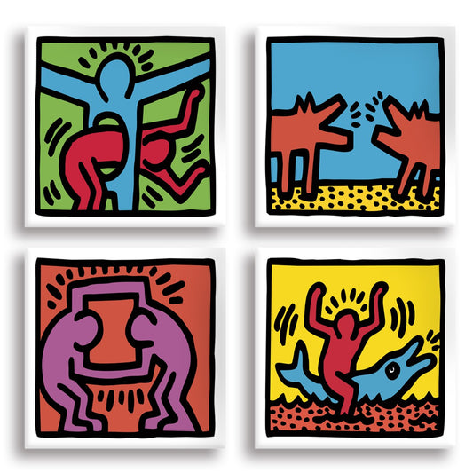 KEITH HARING - Kit 02 - N.4 Tele 40x40cm su telaio in legno - PlastiWood (14555267)