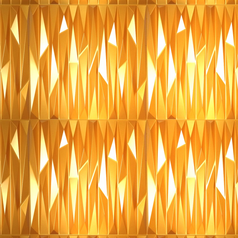 KRIPTON giallo-metal-opaco - Pannello parete in PVC a rilievo 3D - 50cmX50cm - 1 Pz - PlastiWood