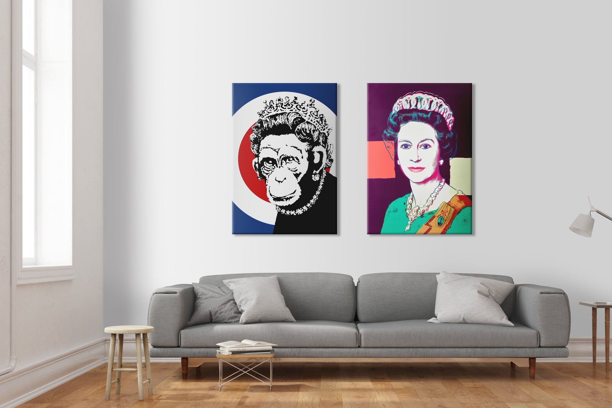 Monkey Queen - Banksy - Quadro stampato su Canvas e montato su telaio in legno - PlastiWood (14556122)