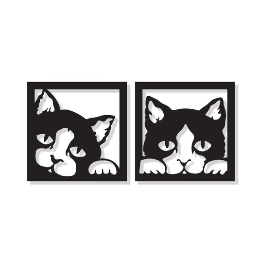 Quadro Coppia di Gatti Neri traforato Cat's 48 x 96 cm - PlastiWood