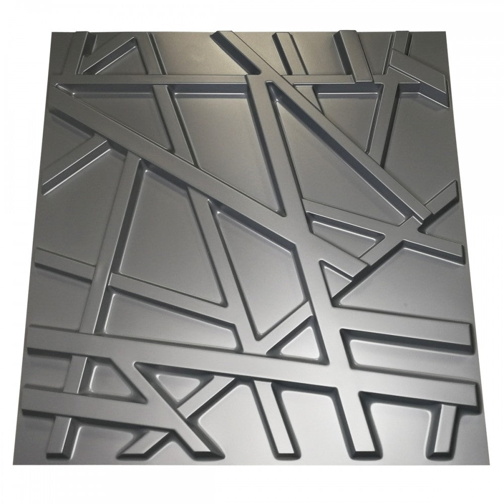 RANDOM grigio-metal-opaco - Pannello parete in PVC a rilievo 3D - 50cmX50cm - 1 Pz - PlastiWood