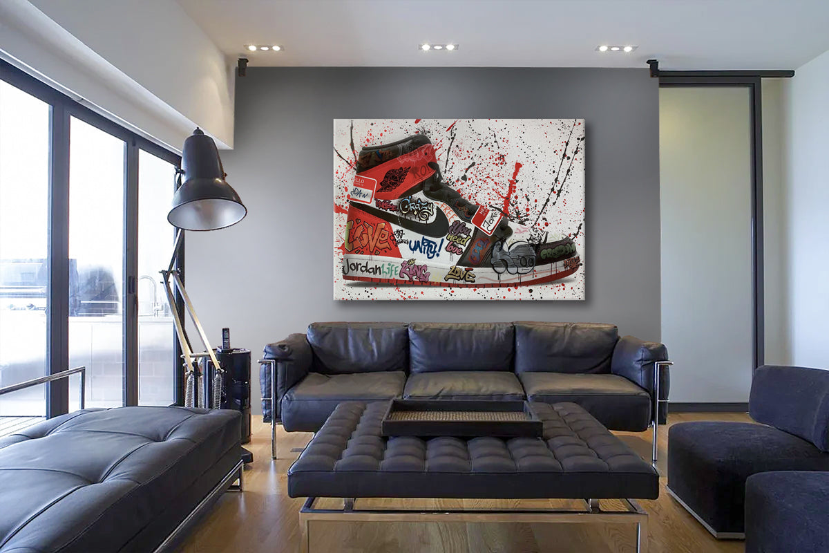 Sneakers Paint -  Quadro Canvas Contemporaneo su telaio in legno - PlastiWood (14557776)