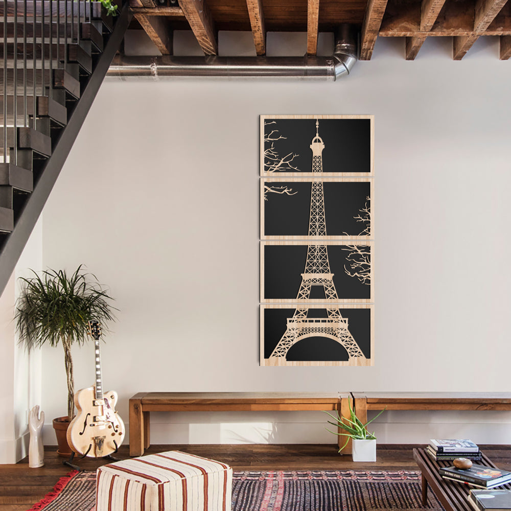 TOUR EIFFEL 110x50 cm - Quadro arredo LASERCUT composito Legno e PVC - PlastiWood (14558465)