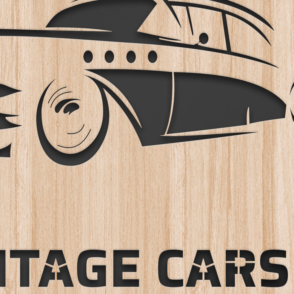 VINTAGE CAR - Quadro arredo LASERCUT composito Legno e PVC - PlastiWood (14558729)